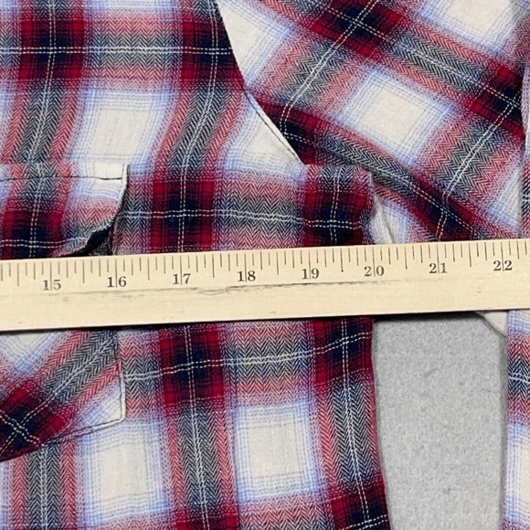 Kut From The Cloth Flannel Shirt Women Medium Plaid Button Down Roll Up Sleeve - Picture 5 of 12